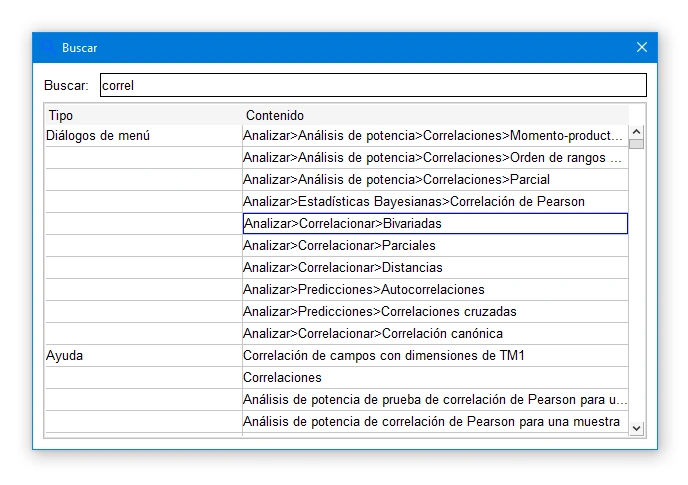 New search dialog in IBM SPSS Statistics